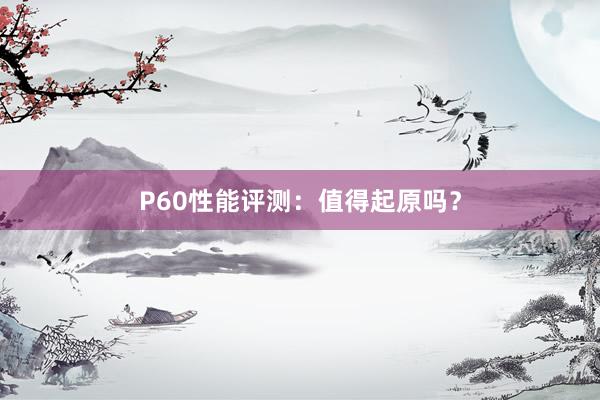 P60性能评测：值得起原吗？